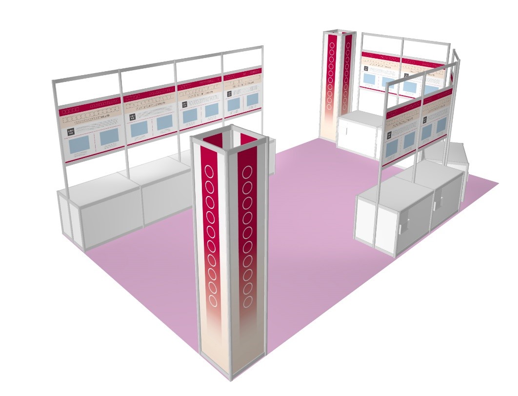 Depiction of a joint booth with basic decoration